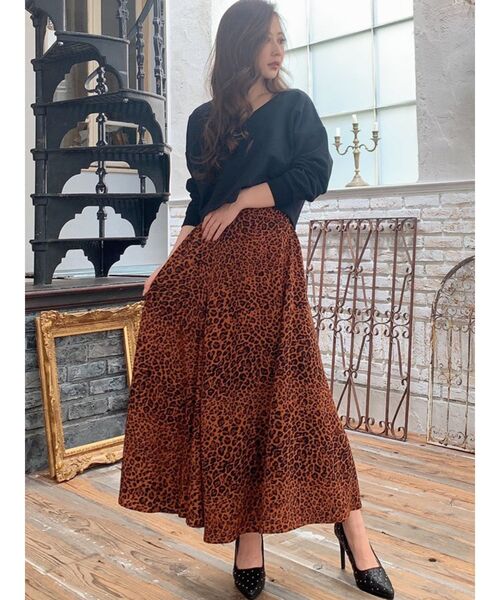 RESEXXY（リゼクシー）の「レオパード柄フレアスカート（スカート・レディース・ベージュ/ブラウン・FREE）」の9枚目の写真