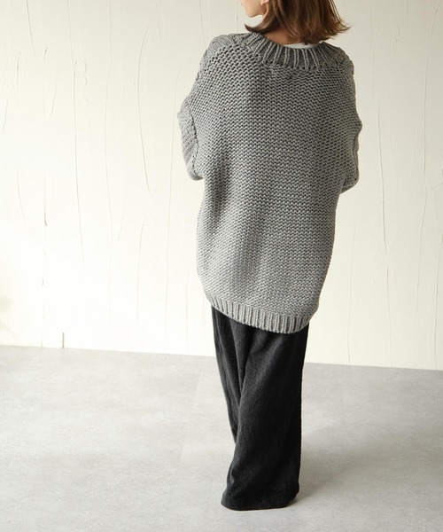 Chillfar（チルファー）の「手編み風ケーブルニットカーディガン（カーディガン/ボレロ・レディース・ベージュ/グレー/アイボリー/レンガ・MEDIUM/LARGE）」の5枚目の写真