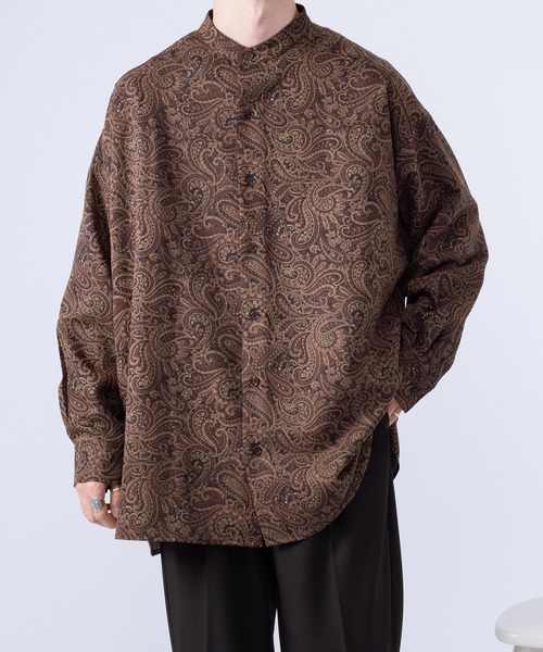 kutir(クティール)の「ペイズリーバンドカラーシャツ(シャツ/ブラウス・メンズ・ダークブラウン/ネイビー・MEDIUM/LARGE)」の2枚目の写真