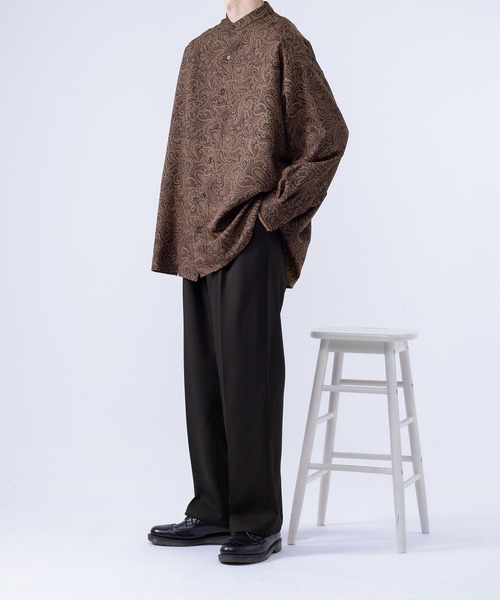 kutir(クティール)の「ペイズリーバンドカラーシャツ(シャツ/ブラウス・メンズ・ダークブラウン/ネイビー・MEDIUM/LARGE)」の6枚目の写真