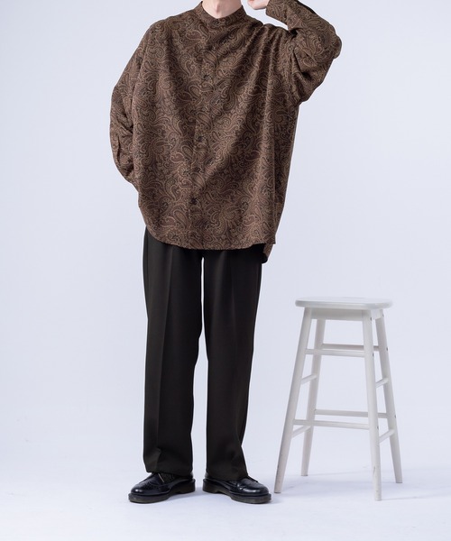 kutir(クティール)の「ペイズリーバンドカラーシャツ(シャツ/ブラウス・メンズ・ダークブラウン/ネイビー・MEDIUM/LARGE)」の3枚目の写真