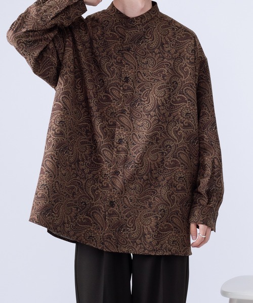 kutir(クティール)の「ペイズリーバンドカラーシャツ(シャツ/ブラウス・メンズ・ダークブラウン/ネイビー・MEDIUM/LARGE)」の8枚目の写真