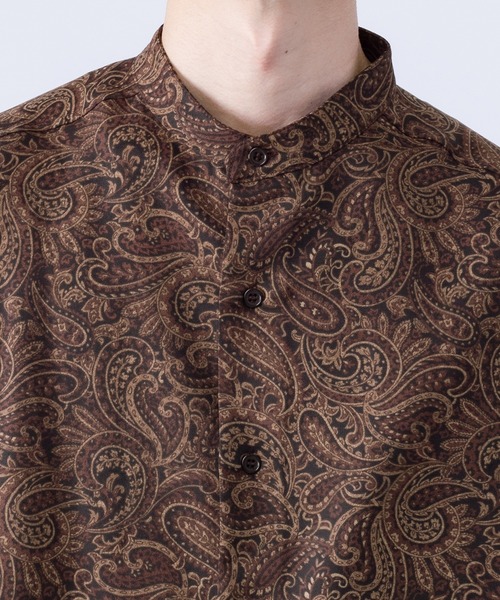 kutir(クティール)の「ペイズリーバンドカラーシャツ(シャツ/ブラウス・メンズ・ダークブラウン/ネイビー・MEDIUM/LARGE)」の14枚目の写真