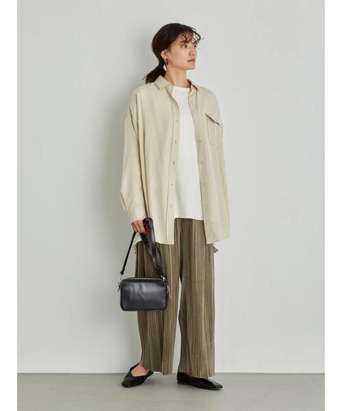 AMERICAN HOLIC(アメリカンホリック)の「とろみポケット付きロングシャツチュニック(シャツ/ブラウス・レディース・チャコールグレー/ブラウン/ライトベージュ・FREE)」の20枚目の写真