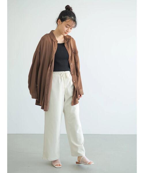 AMERICAN HOLIC(アメリカンホリック)の「とろみポケット付きロングシャツチュニック(シャツ/ブラウス・レディース・チャコールグレー/ブラウン/ライトベージュ・FREE)」の15枚目の写真