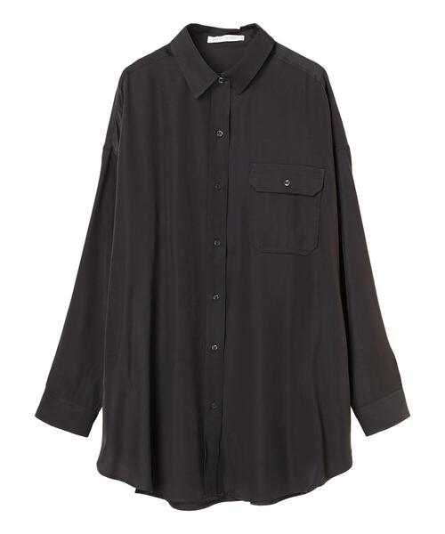 AMERICAN HOLIC(アメリカンホリック)の「とろみポケット付きロングシャツチュニック(シャツ/ブラウス・レディース・チャコールグレー/ブラウン/ライトベージュ・FREE)」の6枚目の写真