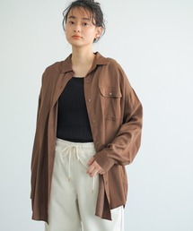 AMERICAN HOLIC | とろみポケット付きロングシャツチュニック(シャツ/ブラウス)