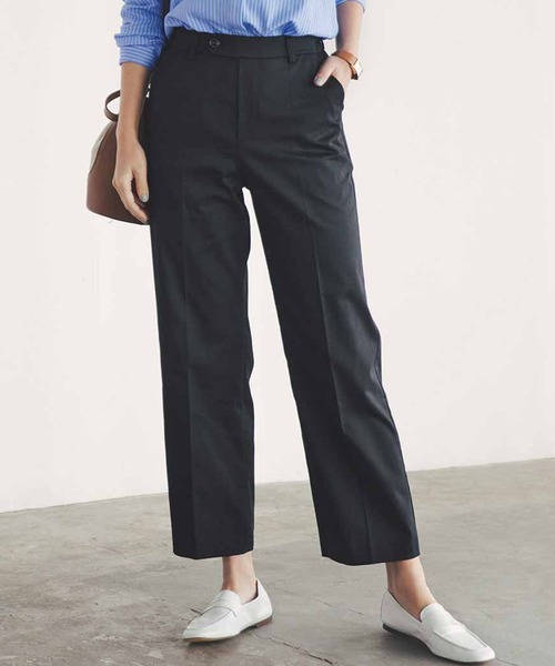 IEDIT(イディット)の「IEDIT 花粉リリース&撥水加工・UVカット機能がうれしい 伸びやかな美脚サテンチノセミワイドパンツ(チノパンツ・レディース・ブラック/ベージュ/ネイビー・MEDIUM/LARGE/X-LARGE/XX-LARGE/XXX-LARGE/SMALL)」の3枚目の写真