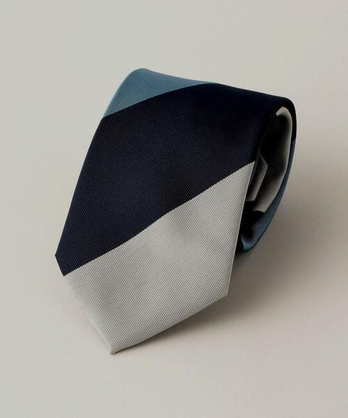 WORK TRIP OUTFITS GREEN LABEL RELAXING（ワークトリップアウトフィッツグリーンレーベル リラクシング）の「＜ 機能 / 洗濯機洗い可 ＞ WTO PE ウォッシャブル② ストライプ2 ネクタイ（ネクタイ・メンズ・ダークブラウン/ネイビー・FREE）」の2枚目の写真