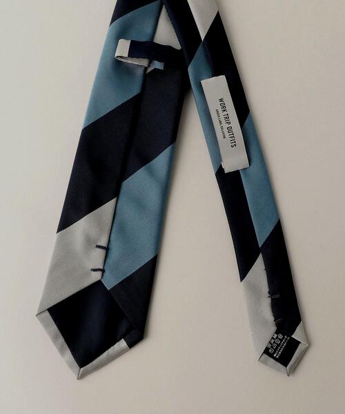 WORK TRIP OUTFITS GREEN LABEL RELAXING（ワークトリップアウトフィッツグリーンレーベル リラクシング）の「＜ 機能 / 洗濯機洗い可 ＞ WTO PE ウォッシャブル② ストライプ2 ネクタイ（ネクタイ・メンズ・ダークブラウン/ネイビー・FREE）」の6枚目の写真