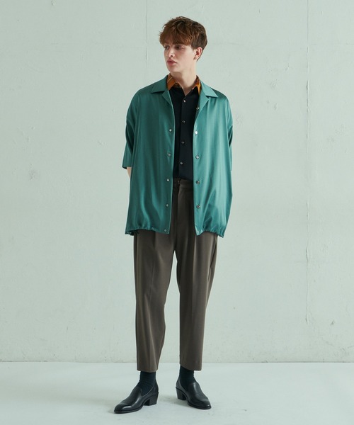 Lui's（ルイス）の「サテンドロストブルゾン（シャツ/ブラウス・メンズ・グリーン/オフホワイト/ブラック・FREE）」の6枚目の写真