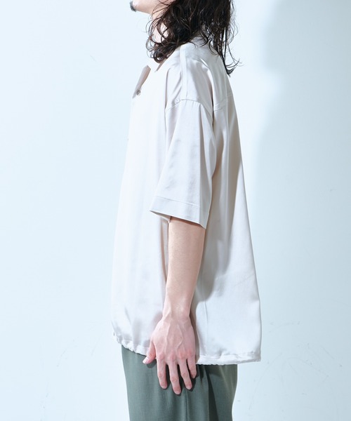 Lui's（ルイス）の「サテンドロストブルゾン（シャツ/ブラウス・メンズ・グリーン/オフホワイト/ブラック・FREE）」の11枚目の写真