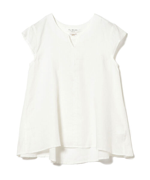 Ray BEAMS（レイビームス）の「Ray BEAMS / リネン キーネック フレンチスリーブ シャツ（シャツ/ブラウス・レディース・ホワイト/ブラック/ラベンダー/ケリー・ONE SIZE）」の7枚目の写真