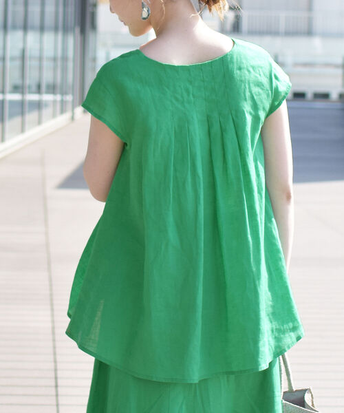 Ray BEAMS（レイビームス）の「Ray BEAMS / リネン キーネック フレンチスリーブ シャツ（シャツ/ブラウス・レディース・ホワイト/ブラック/ラベンダー/ケリー・ONE SIZE）」の22枚目の写真