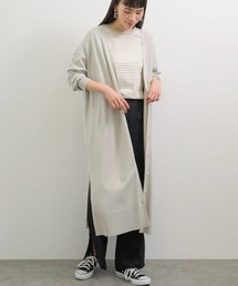 フロントボタンニットロングカーディガン