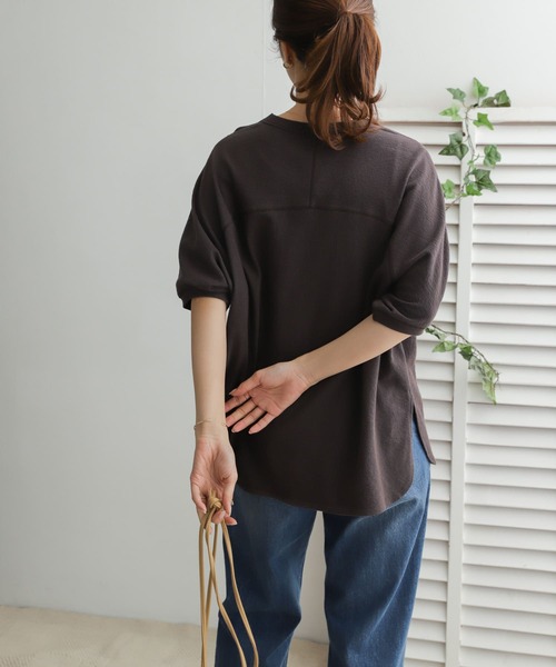 URBAN RESEARCH DOORS(アーバンリサーチドアーズ)の「スラブインレイ5分袖プルオーバー(Tシャツ/カットソー・レディース・ブラック系その他/ベージュ/グリーン系その他・ONE)」の18枚目の写真