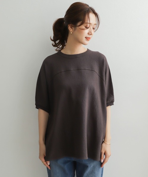 URBAN RESEARCH DOORS(アーバンリサーチドアーズ)の「スラブインレイ5分袖プルオーバー(Tシャツ/カットソー・レディース・ブラック系その他/ベージュ/グリーン系その他・ONE)」の4枚目の写真