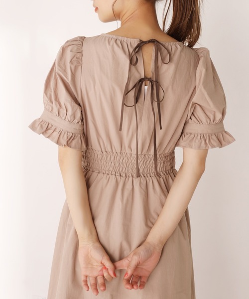 one after another NICE CLAUP(ワンアフターアナザーナイスクラップ)の「【WEB限定】配色バックリボンロングワンピース(ワンピース・レディース・ベージュ/オフホワイト/チェック・FREE)」の3枚目の写真