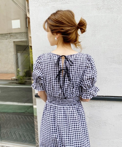 one after another NICE CLAUP(ワンアフターアナザーナイスクラップ)の「【WEB限定】配色バックリボンロングワンピース(ワンピース・レディース・ベージュ/オフホワイト/チェック・FREE)」の15枚目の写真