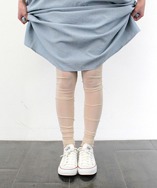 STYLEBLOCK（スタイルブロック）の「シアーカットレギンス（レギンス/スパッツ・レディース・オフホワイト/ブラック/ライトベージュ・M）」の6枚目の写真