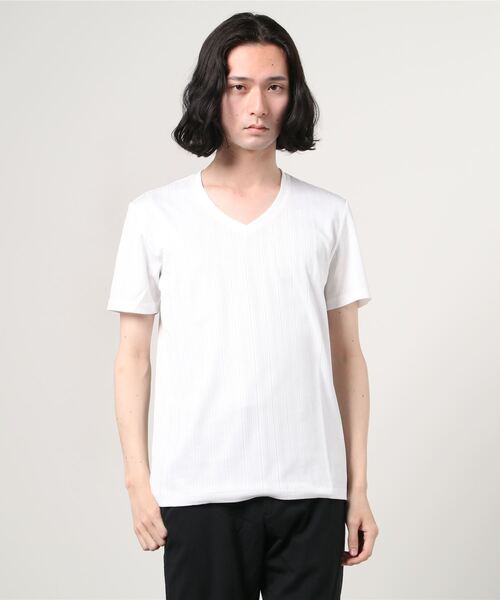 TORNADO MART（トルネードマート）の「Zero by TORNADO MART∴ランダム針抜きＡＢＳテレコ半袖カットソー（Tシャツ/カットソー・メンズ・ブラック/ダークグリーン/ホワイト・LL/MEDIUM/LARGE）」の2枚目の写真