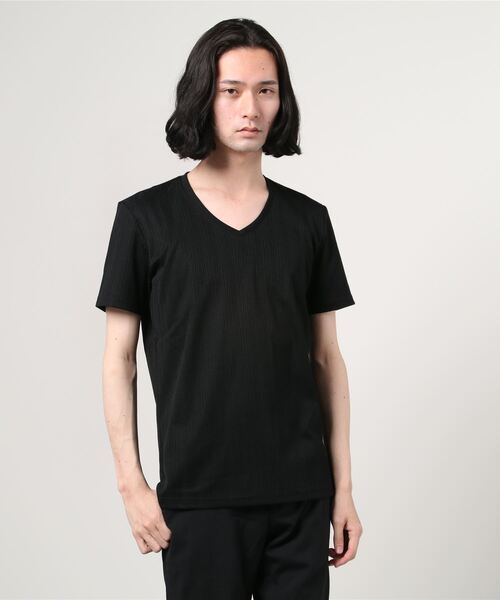 TORNADO MART（トルネードマート）の「Zero by TORNADO MART∴ランダム針抜きＡＢＳテレコ半袖カットソー（Tシャツ/カットソー・メンズ・ブラック/ダークグリーン/ホワイト・LL/MEDIUM/LARGE）」の3枚目の写真