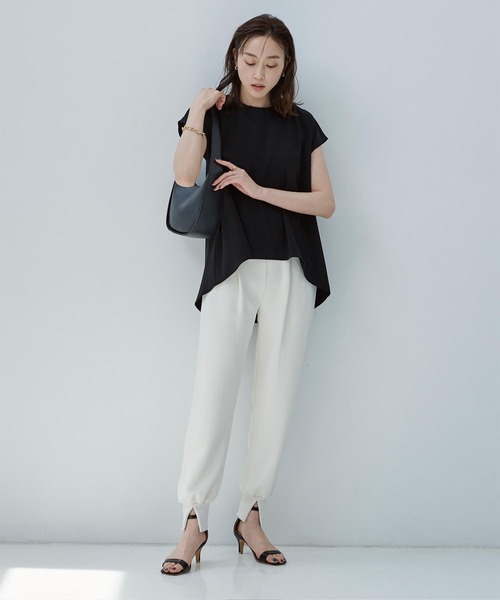 UR'S（ユアーズ）の「ﾌﾚﾝﾁｽﾘｰﾌﾞﾄｯﾌﾟｽ×ﾊﾟﾝﾂｾｯﾄｱｯﾌﾟ（セットアップ・レディース・ブラック/ネイビー/グリーン/カーキ・S/M/L）」の2枚目の写真