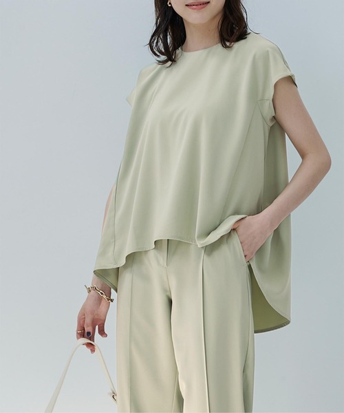 UR'S（ユアーズ）の「ﾌﾚﾝﾁｽﾘｰﾌﾞﾄｯﾌﾟｽ×ﾊﾟﾝﾂｾｯﾄｱｯﾌﾟ（セットアップ・レディース・ブラック/ネイビー/グリーン/カーキ・S/M/L）」の12枚目の写真