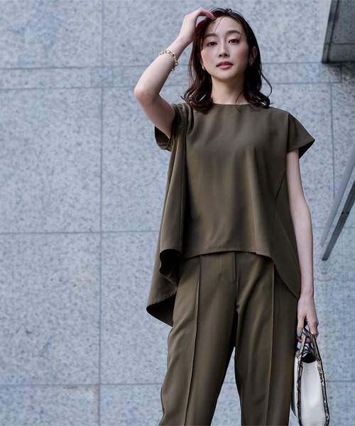 UR'S（ユアーズ）の「ﾌﾚﾝﾁｽﾘｰﾌﾞﾄｯﾌﾟｽ×ﾊﾟﾝﾂｾｯﾄｱｯﾌﾟ（セットアップ・レディース・ブラック/ネイビー/グリーン/カーキ・S/M/L）」の15枚目の写真