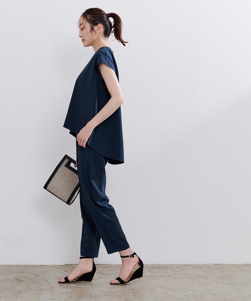 UR'S（ユアーズ）の「ﾌﾚﾝﾁｽﾘｰﾌﾞﾄｯﾌﾟｽ×ﾊﾟﾝﾂｾｯﾄｱｯﾌﾟ（セットアップ・レディース・ブラック/ネイビー/グリーン/カーキ・S/M/L）」の8枚目の写真