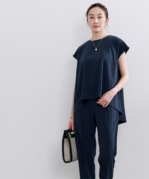 UR'S（ユアーズ）の「ﾌﾚﾝﾁｽﾘｰﾌﾞﾄｯﾌﾟｽ×ﾊﾟﾝﾂｾｯﾄｱｯﾌﾟ（セットアップ・レディース・ブラック/ネイビー/グリーン/カーキ・S/M/L）」の6枚目の写真