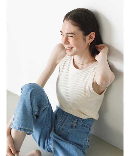 koe（コエ）の「カップ付きタンクトップ*（タンクトップ・レディース・アイボリー/ブラック/ベージュ・M/L）」の8枚目の写真