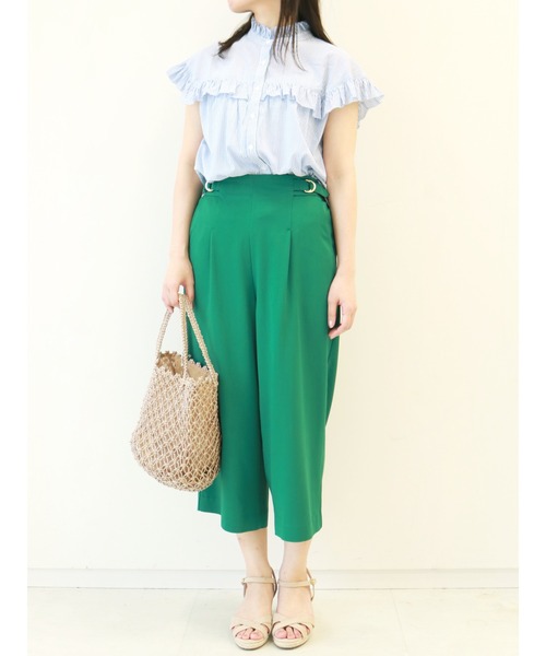 Te chichi（テチチ）の「クロップドワイドストレートパンツ（その他パンツ・レディース・ネイビー/ベージュ/グリーン・MEDIUM/SMALL）」の8枚目の写真