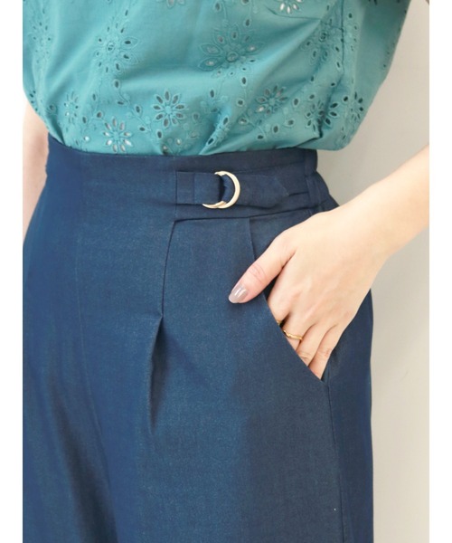 Te chichi（テチチ）の「クロップドワイドストレートパンツ（その他パンツ・レディース・ネイビー/ベージュ/グリーン・MEDIUM/SMALL）」の9枚目の写真