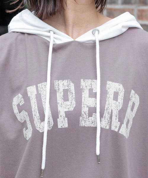 PairPair（ペアペア）の「バイカラー半袖パーカー（ユニセックス）（Tシャツ/カットソー・レディース・ダークパープル/マスタード/グレイッシュブルー・FREE）」の17枚目の写真