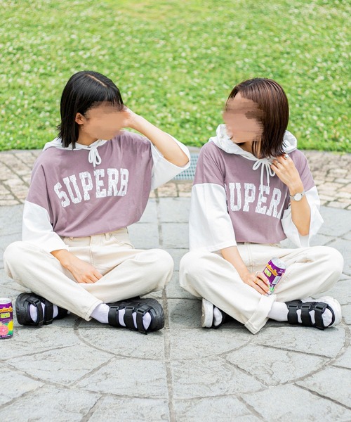 PairPair（ペアペア）の「バイカラー半袖パーカー（ユニセックス