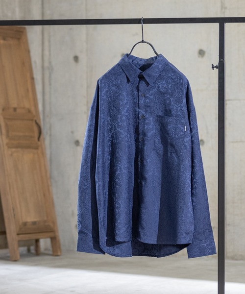 Naive magic（ナイーブマジック）の「【a】ジャガード タマスク柄ルーズシャツ（シャツ/ブラウス・メンズ・ブラック/ネイビー/グリーン・MEDIUM/LARGE）」の3枚目の写真