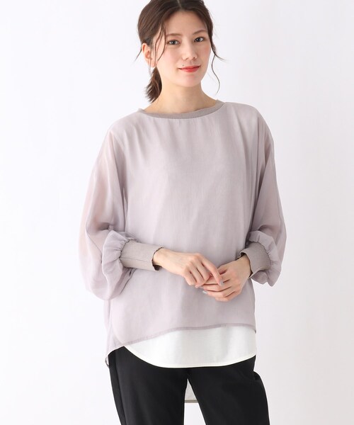 SHOO・LA・RUE(シューラルー)の「◆レイヤード風ブラウス(Tシャツ/カットソー・レディース・ライトグレー/ライトブルー/ブラック/ライトオレンジ系・00)」の2枚目の写真