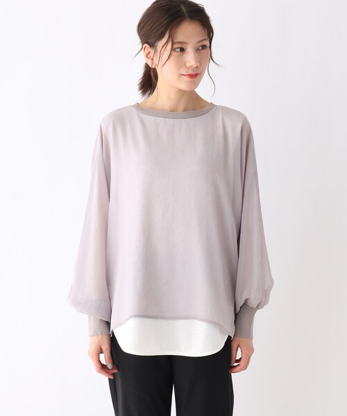 SHOO・LA・RUE(シューラルー)の「◆レイヤード風ブラウス(Tシャツ/カットソー・レディース・ライトグレー/ライトブルー/ブラック/ライトオレンジ系・00)」の9枚目の写真