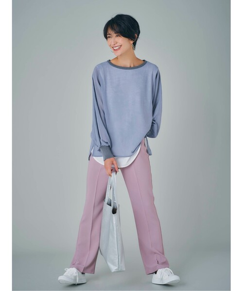 SHOO・LA・RUE(シューラルー)の「◆レイヤード風ブラウス(Tシャツ/カットソー・レディース・ライトグレー/ライトブルー/ブラック/ライトオレンジ系・00)」の7枚目の写真