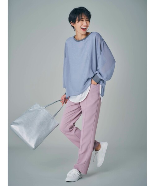 SHOO・LA・RUE(シューラルー)の「◆レイヤード風ブラウス(Tシャツ/カットソー・レディース・ライトグレー/ライトブルー/ブラック/ライトオレンジ系・00)」の6枚目の写真