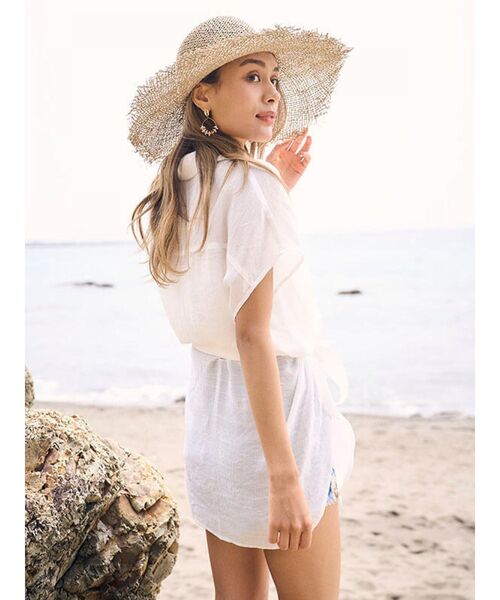 To the sea(トゥーザシー)の「フレンチスリーブウエストリボンシャツ(シャツ/ブラウス・レディース・ベージュ/ピンク/ホワイト・FREE)」の5枚目の写真