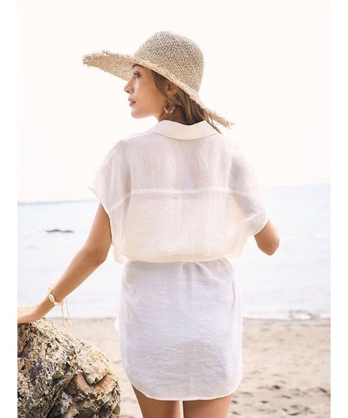 To the sea(トゥーザシー)の「フレンチスリーブウエストリボンシャツ(シャツ/ブラウス・レディース・ベージュ/ピンク/ホワイト・FREE)」の7枚目の写真