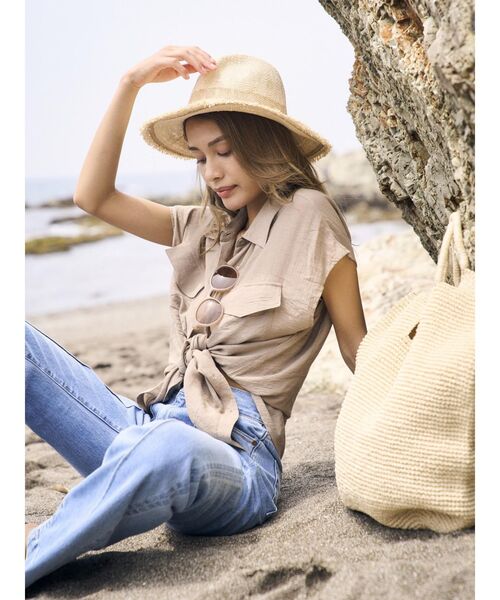 To the sea(トゥーザシー)の「フレンチスリーブウエストリボンシャツ(シャツ/ブラウス・レディース・ベージュ/ピンク/ホワイト・FREE)」の14枚目の写真