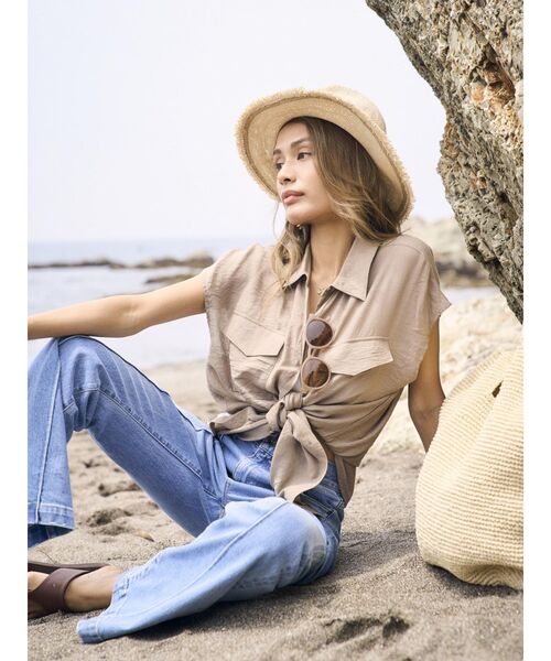 To the sea(トゥーザシー)の「フレンチスリーブウエストリボンシャツ(シャツ/ブラウス・レディース・ベージュ/ピンク/ホワイト・FREE)」の15枚目の写真