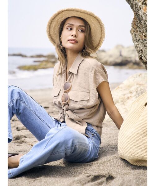 To the sea(トゥーザシー)の「フレンチスリーブウエストリボンシャツ(シャツ/ブラウス・レディース・ベージュ/ピンク/ホワイト・FREE)」の16枚目の写真