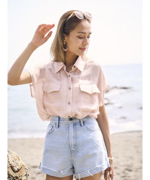 To the sea(トゥーザシー)の「フレンチスリーブウエストリボンシャツ(シャツ/ブラウス・レディース・ベージュ/ピンク/ホワイト・FREE)」の21枚目の写真