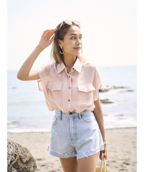 To the sea(トゥーザシー)の「フレンチスリーブウエストリボンシャツ(シャツ/ブラウス・レディース・ベージュ/ピンク/ホワイト・FREE)」の22枚目の写真