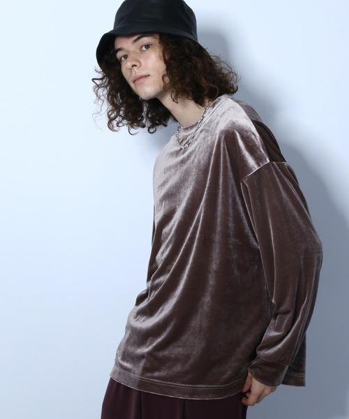 HARE(ハレ)の「ベルベットカットソー(HARE)(Tシャツ/カットソー・メンズ・ブラック/ベージュ/グレー・SMALL/MEDIUM)」の3枚目の写真