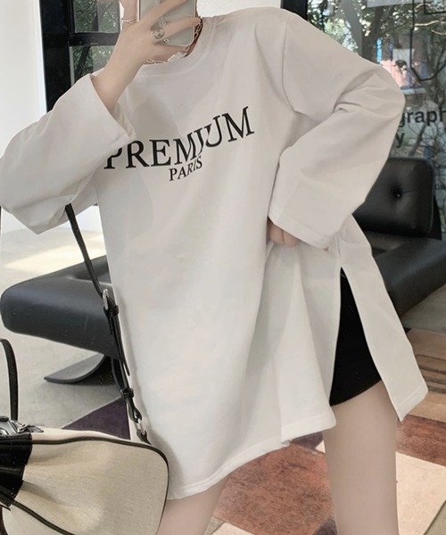 Bifrost（ビフレスト）の「スリット入り長袖Tシャツ（Tシャツ/カットソー・レディース・ブラック/ベージュ/ネイビー/ホワイト・フリー）」の5枚目の写真